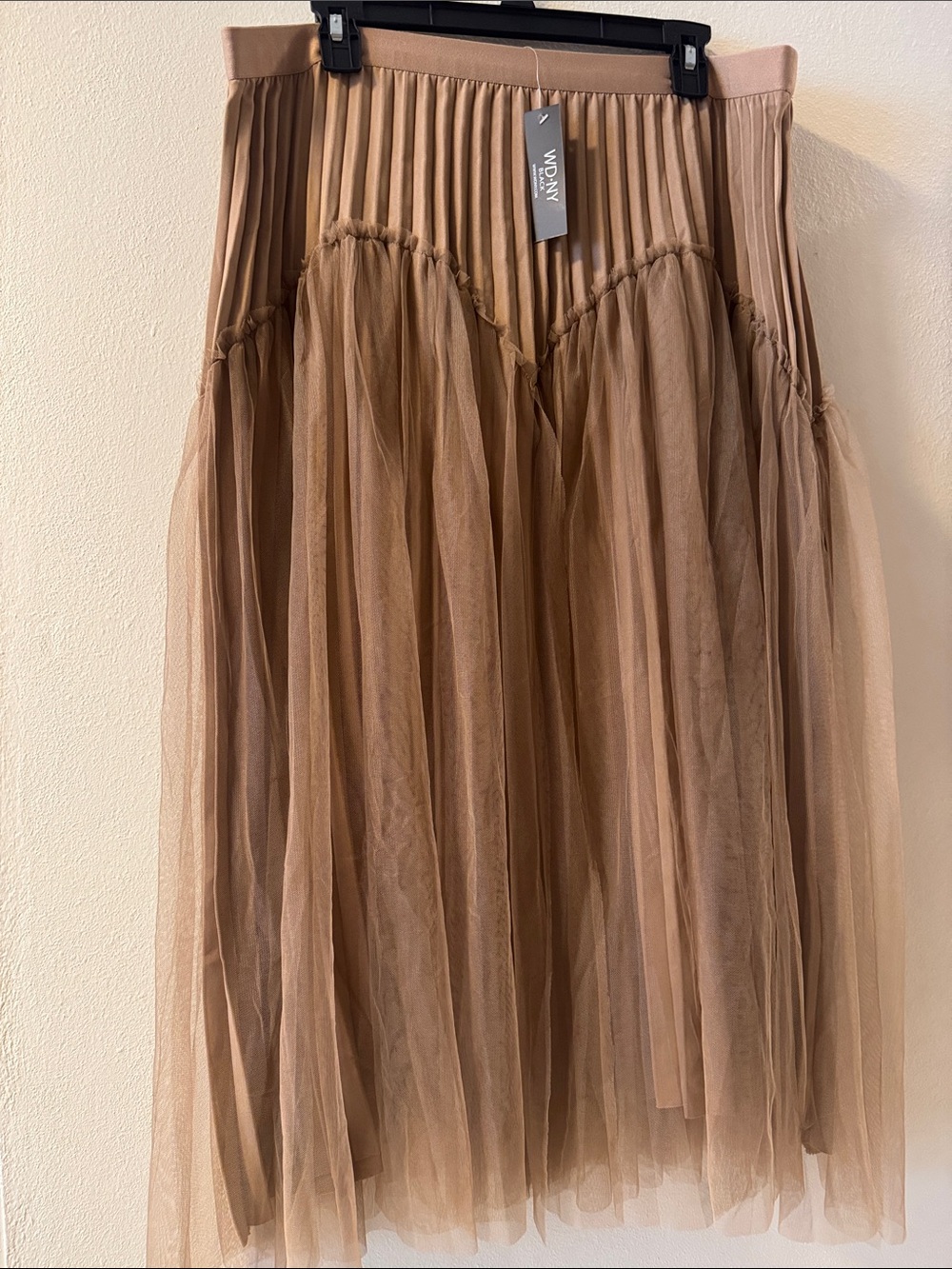 WD.NY Taupe Brown Layered Tulle Midi Skirt - Picture 2 of 4